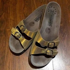 Mephisto Pale Gold Genuine Leather Orthopedic Sandals 39 / 8.5